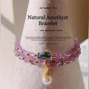 - - Natural Amethyst  & Swarovski beads  Bracelet